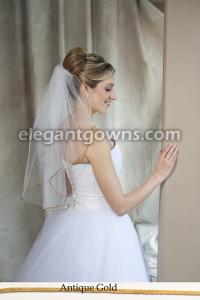 Antique Gold Colored Rattail Edge Wedding Veil