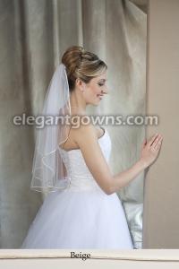 Beige Colored Rattail Edge Wedding Veil