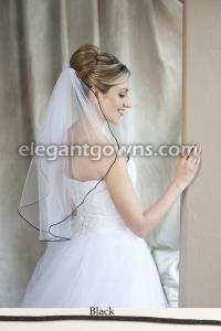 Black Colored Rattail Edge Wedding Veil