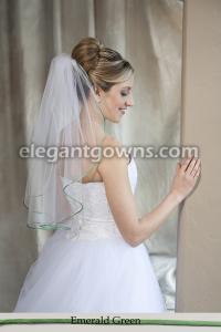 Emerald Colored Rattail Edge Wedding Veil