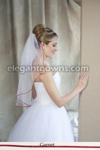 Garnet Colored Rattail Edge Wedding Veil