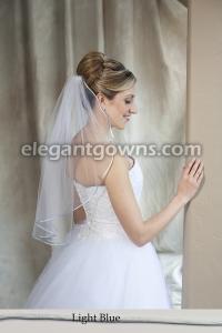 Light Blue Colored Rattail Edge Wedding Veil