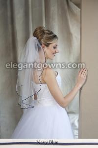 Navy Blue Colored Rattail Edge Wedding Veil