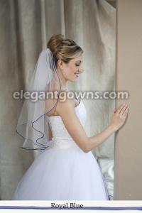 Royal Blue Colored Rattail Edge Wedding Veil