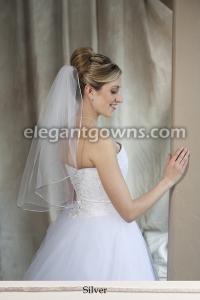 Antique Silver Colored Rattail Edge Wedding Veil